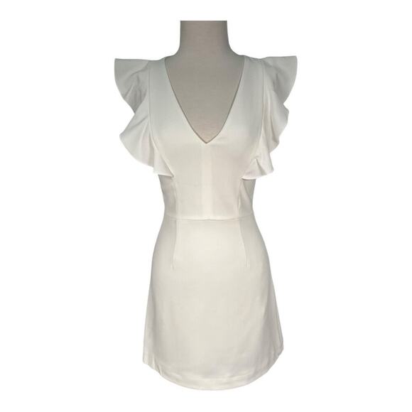 French Connection Summer White Whisper Ruffle V-Neck Mini Dress Size 2 Sleeveles - Picture 14 of 14